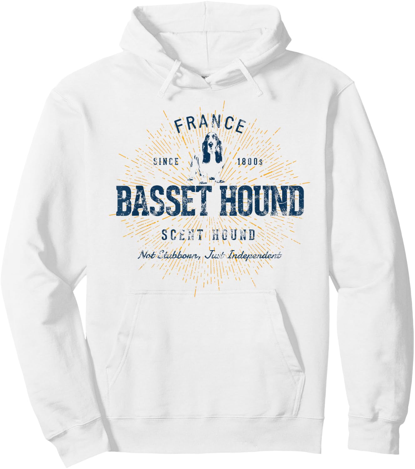 Retro Vintage Basset Hound Hoodie - Hoodie | White