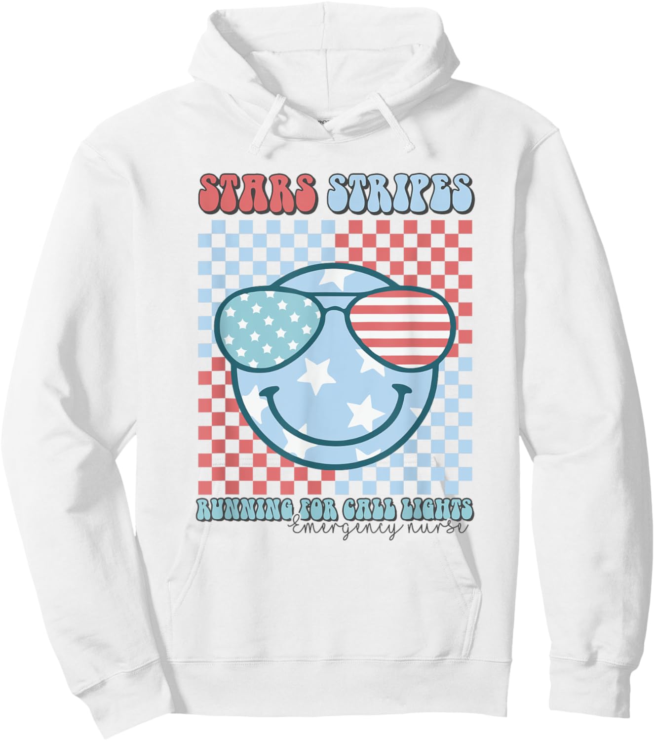 ER Nurse 4th Of July Emergency Room Groovy Smile Patriotic Hoodie - Hoodie | White