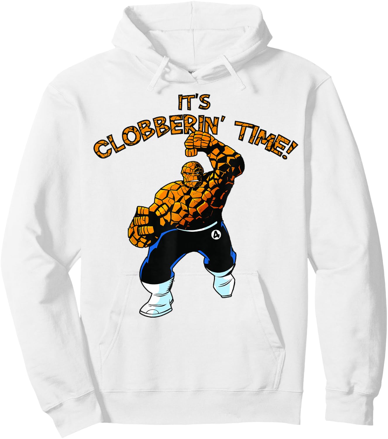 Marvel Fantastic Four The Thing Clobberin' Time Action Shot Hoodie - Hoodie | White
