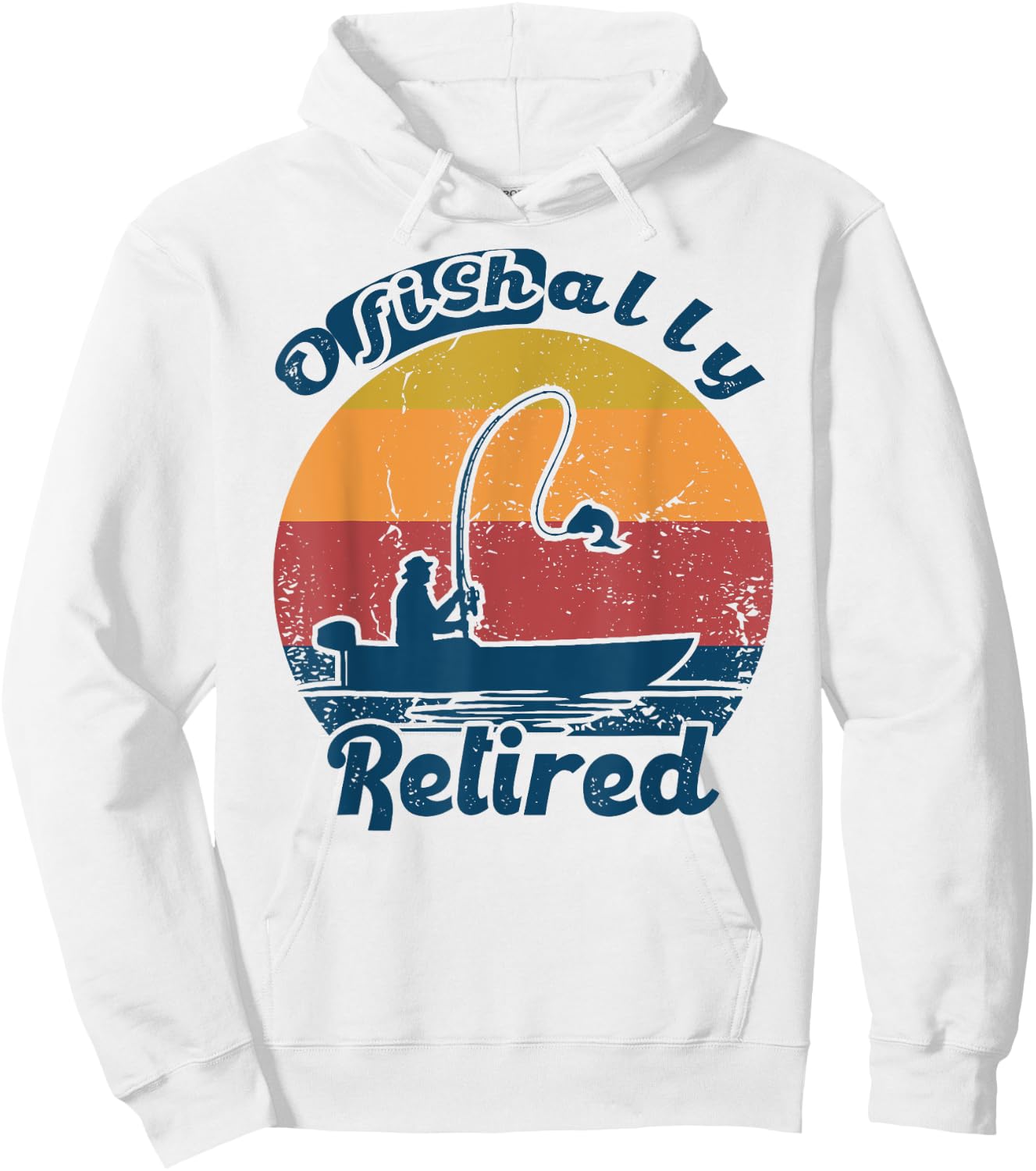 Ofishally Retired 2022 Vintage Funny Retirement Fishing Hoodie - Hoodie | White