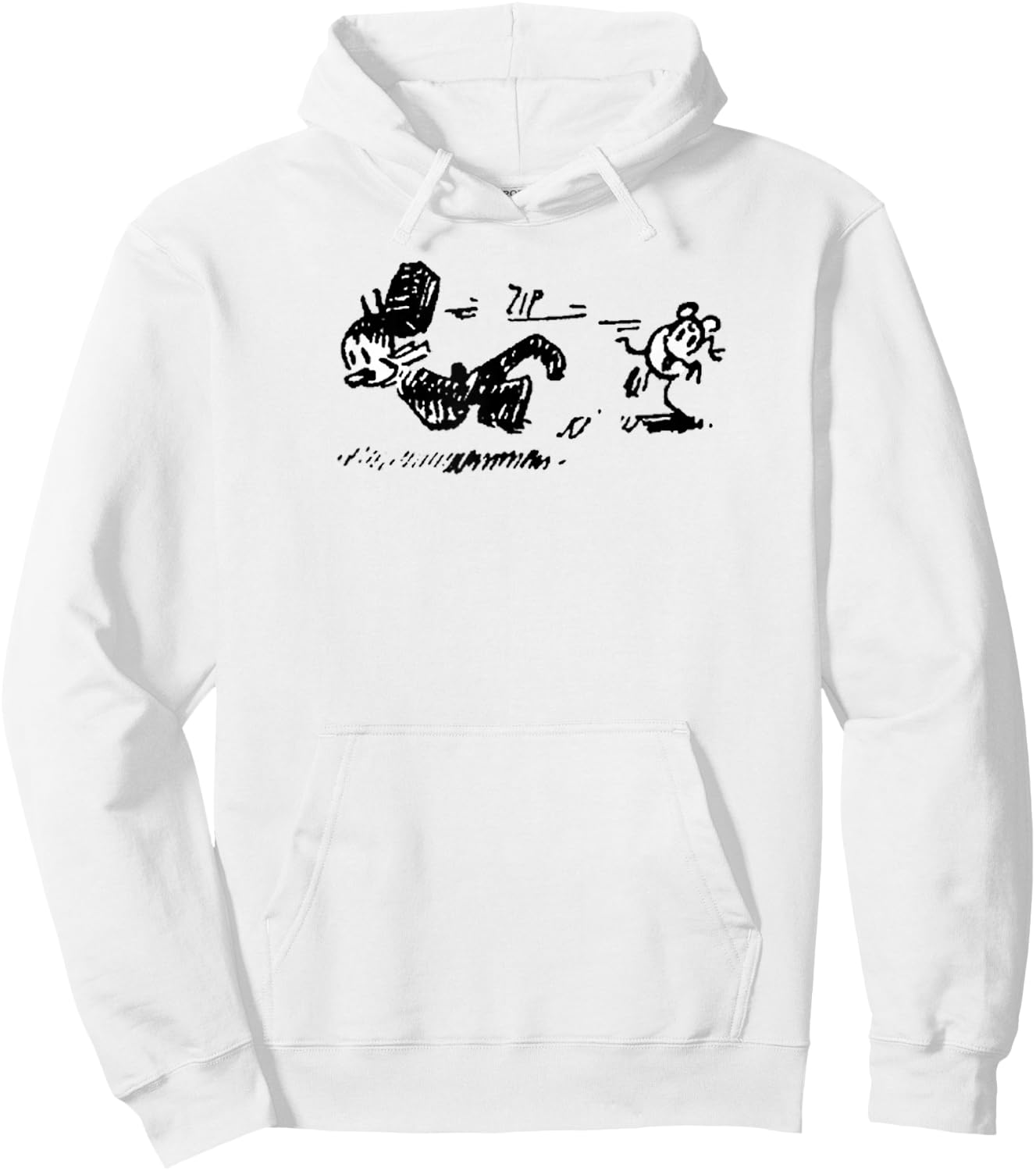 Hooplada Ignatz Mouse , Grey, Small, Classic Fit, , Short Sleeve, Polyester, -Adults Hoodie - Hoodie | White