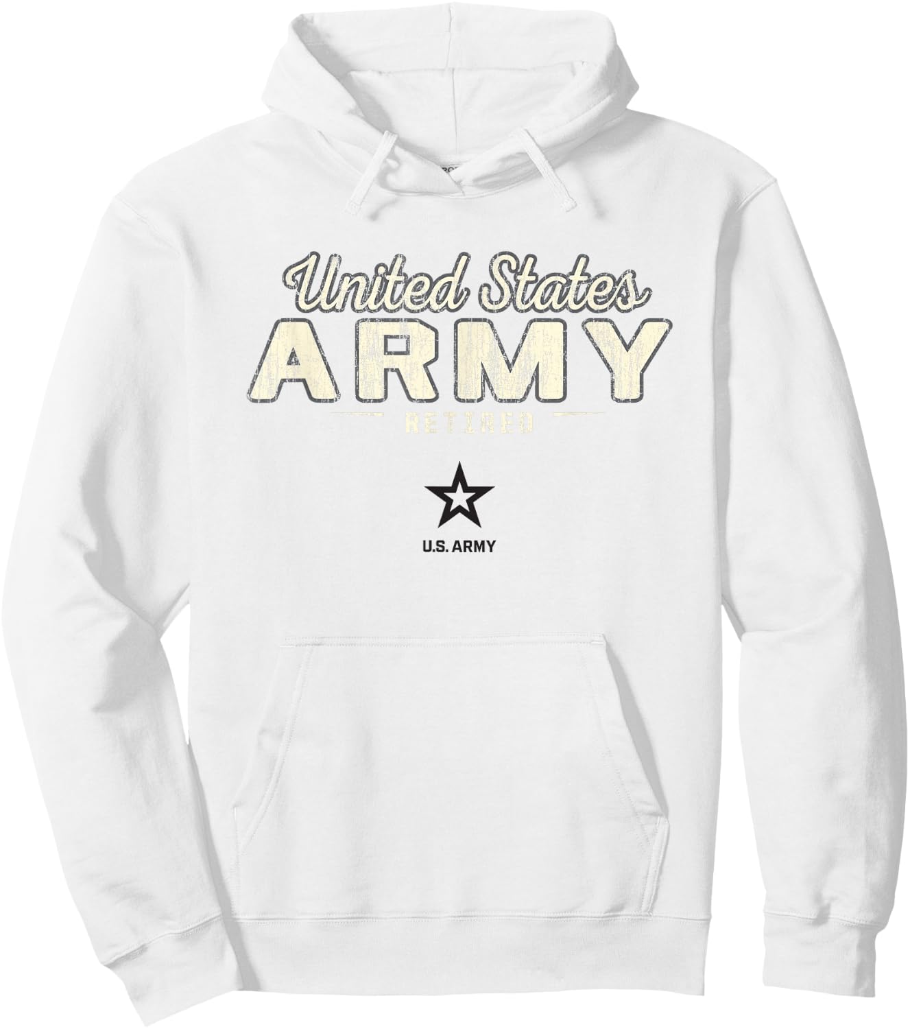 United States Army Military Retired Vintage Gray Hoodie - Hoodie | White