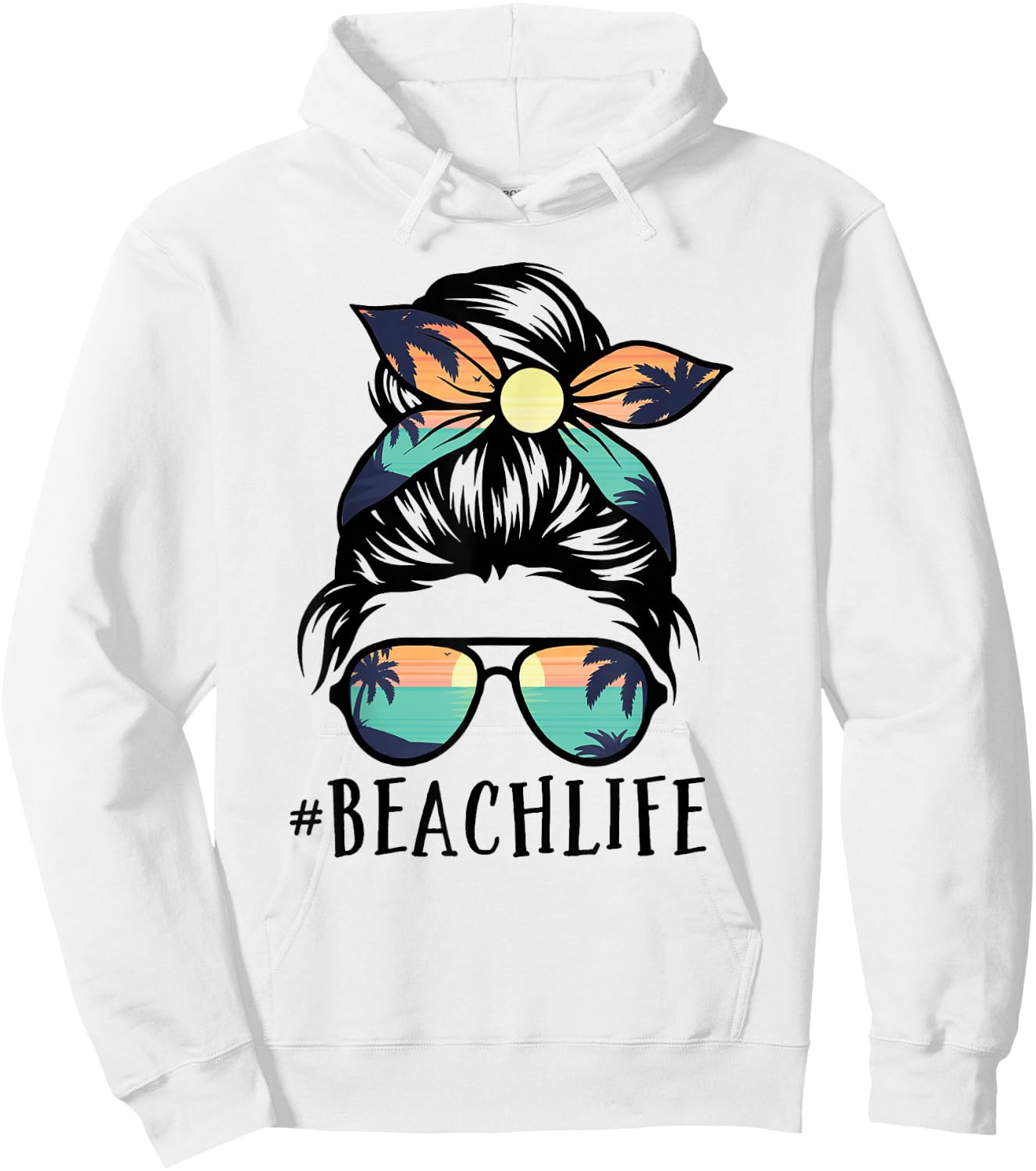 Beach Life Shirts Messy Bun Summer Hawaiian Hawaii Hoodie - Hoodie | White