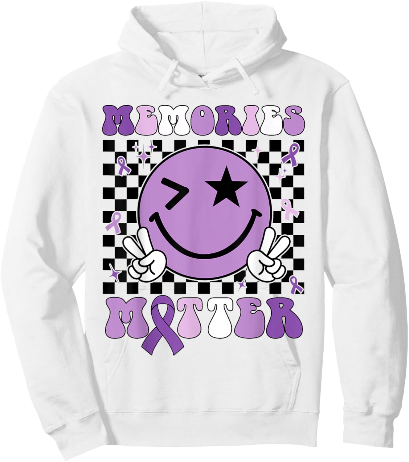 Memories Matter ALZ Purple Funny Meme Alzheimer's Awareness Hoodie - Hoodie | White