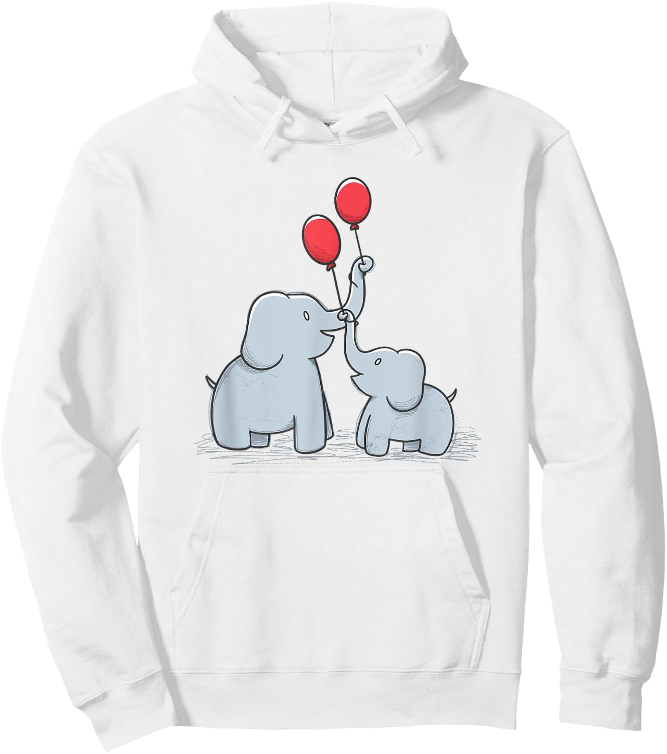 Elephant Happy Family Doodle Balloons Wildlife Cute Hoodie - Hoodie | White