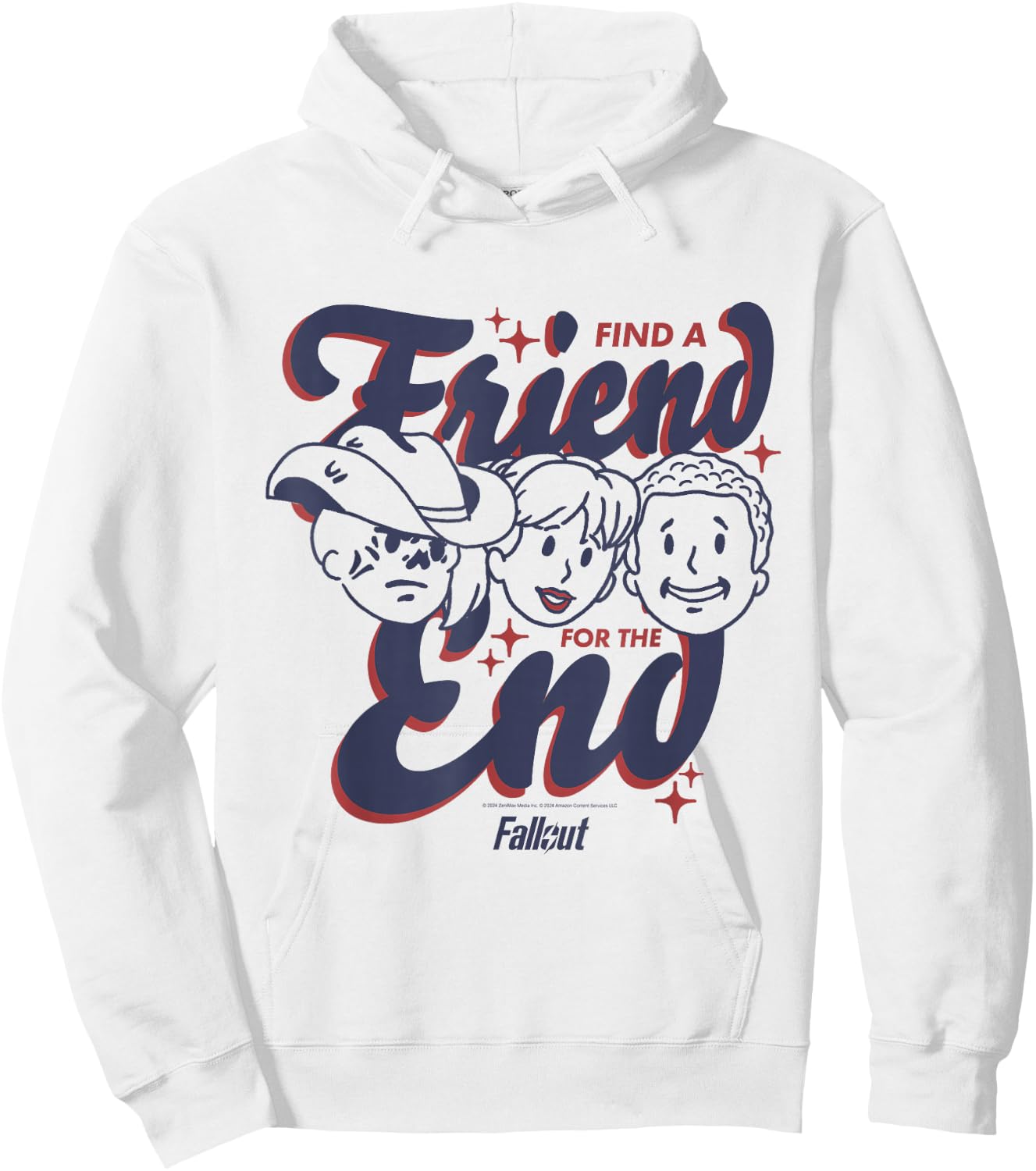 Fallout TV Series Friend for The End Three Character Faces Hoodie - Hoodie | White