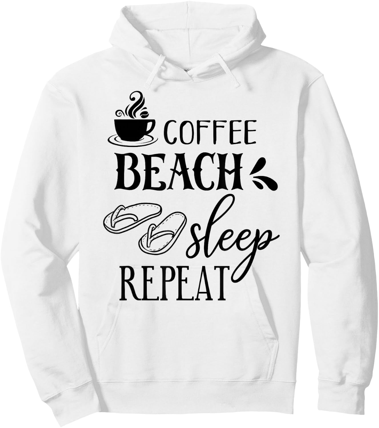 Coffee Beach Sleep Repeat Summer Hoodie - Hoodie | White