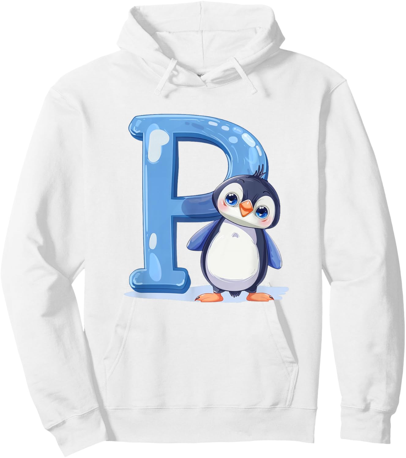 Penguin Lover Gift with Letter P Design; Animal Alphabet Hoodie - Hoodie | White