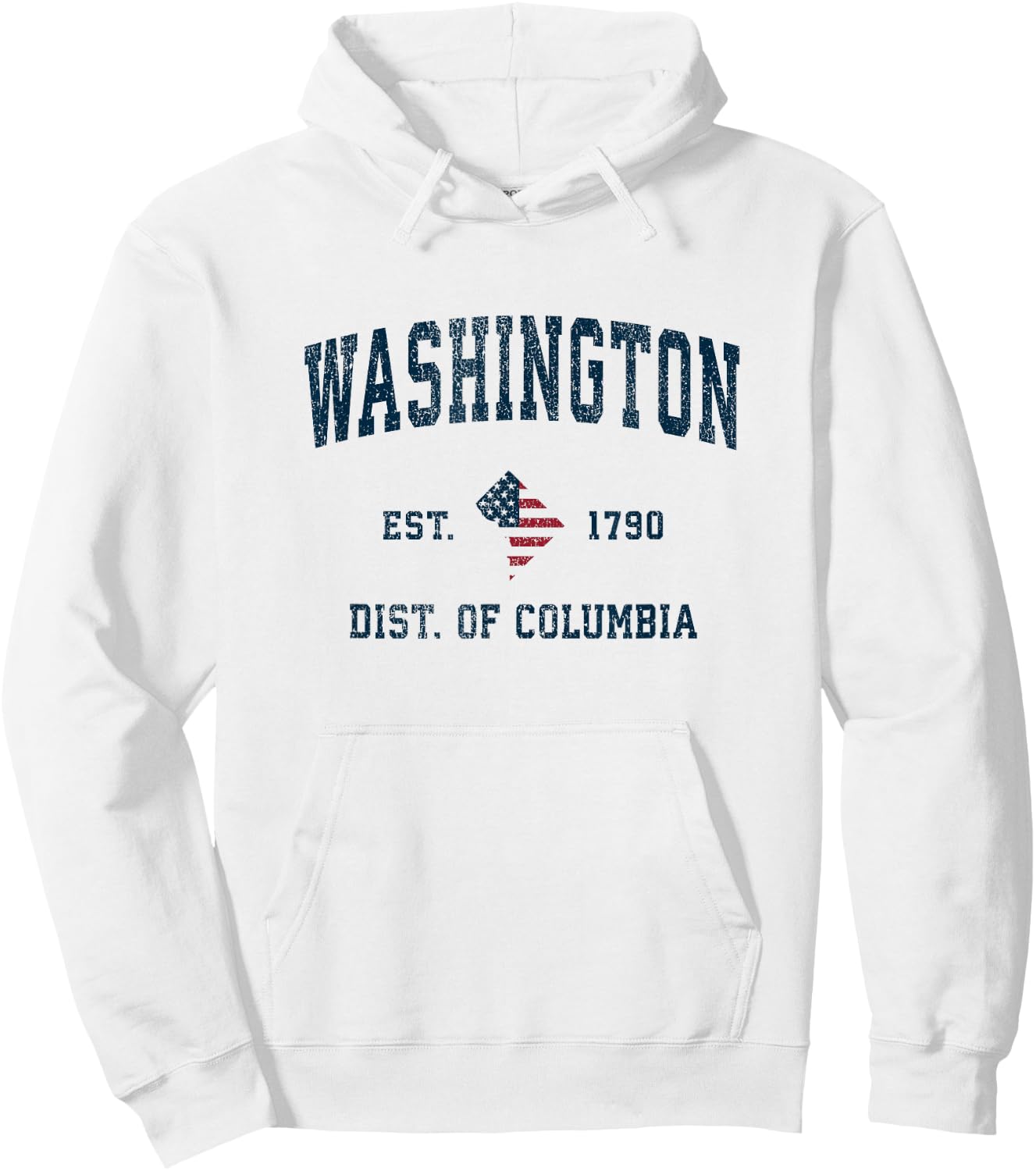 Washington DC Vintage American Flag USA Sports Design Hoodie - Hoodie | White