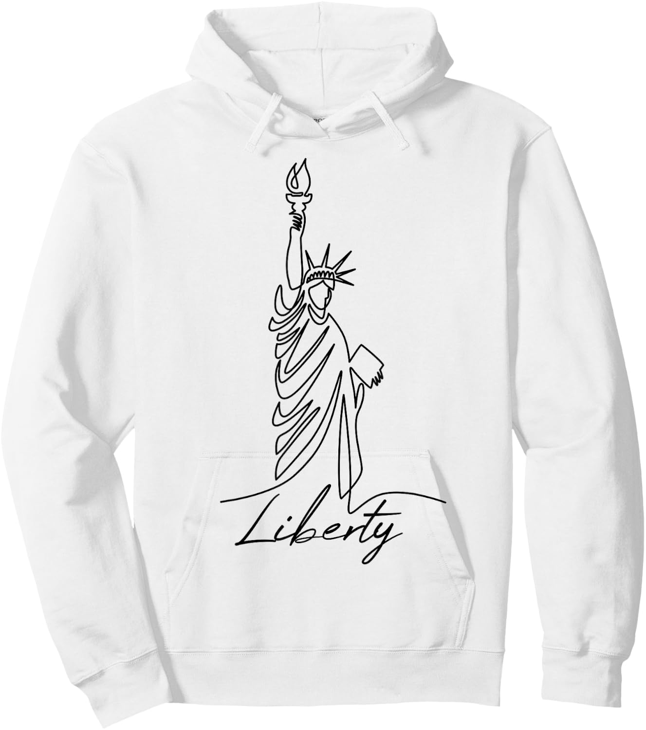 Statue of Liberty Hand Drawn One Line New Art Drawing York Hoodie - Hoodie | White