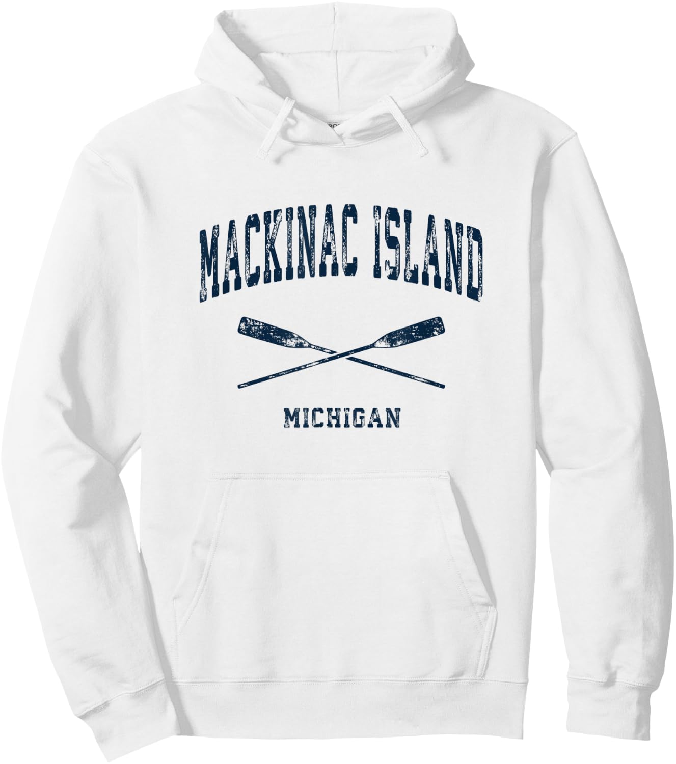 Mackinac Island Michigan Vintage Nautical Crossed Oars Navy Hoodie - Hoodie | White