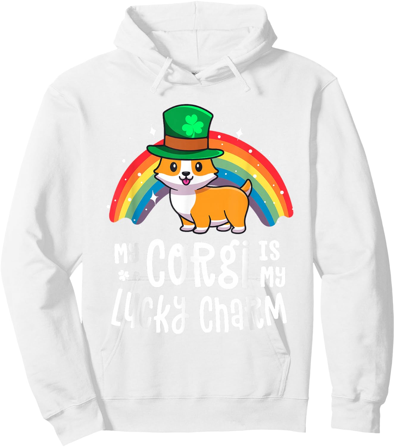 Corgi Lucky Charm Dog St Patricks Day Shirt Gift Hoodie - Hoodie | White