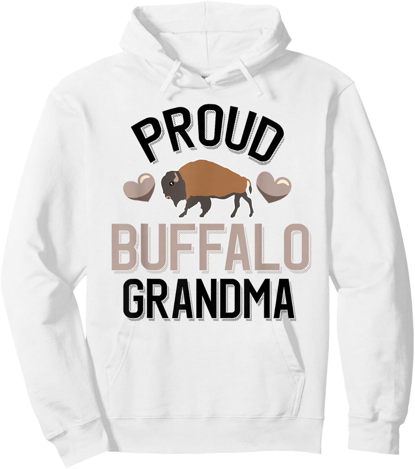 Proud Buffalo Grandma Hoodie - Hoodie | White
