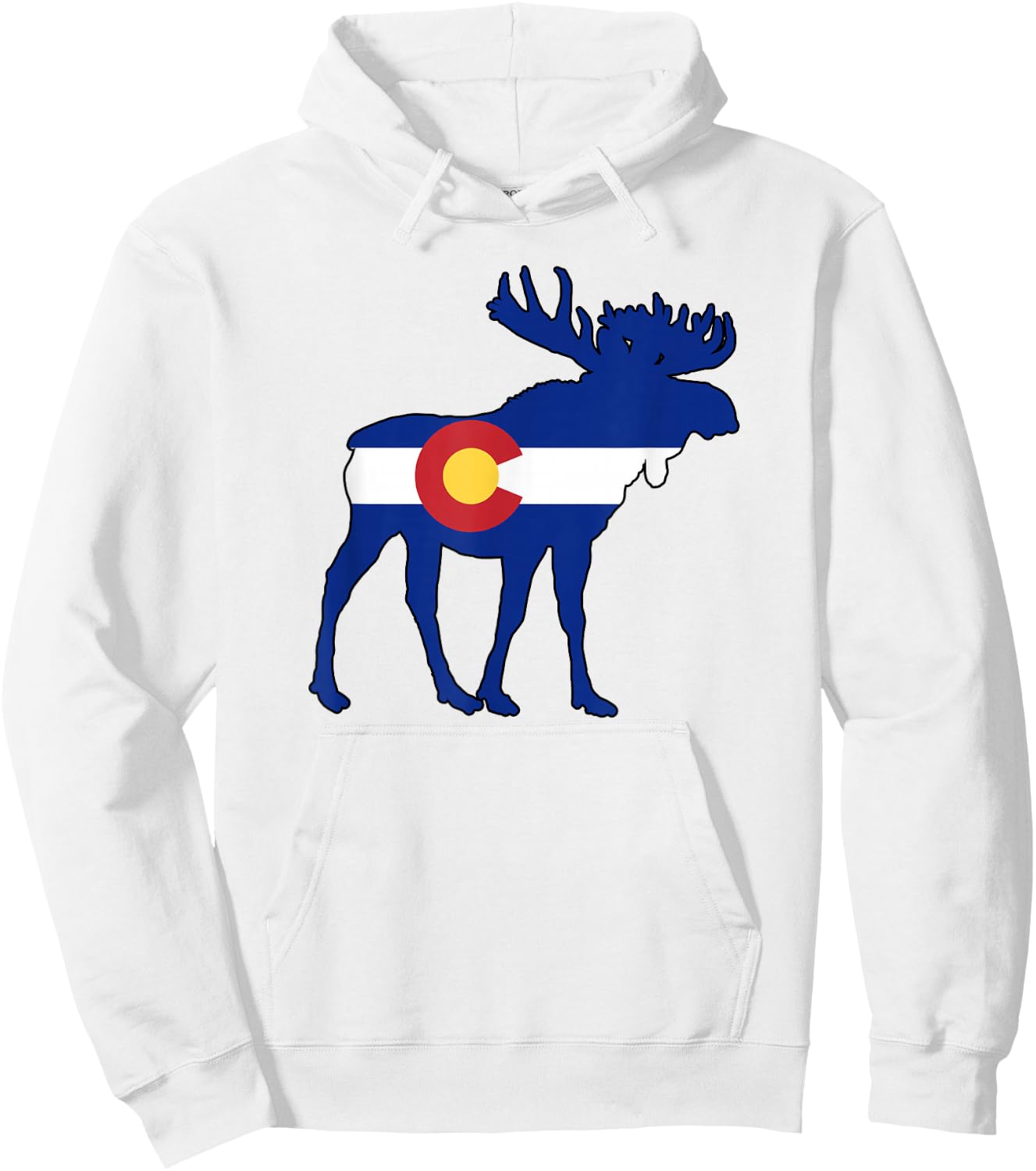 Colorado Flag Moose Hoodie - Hoodie | White