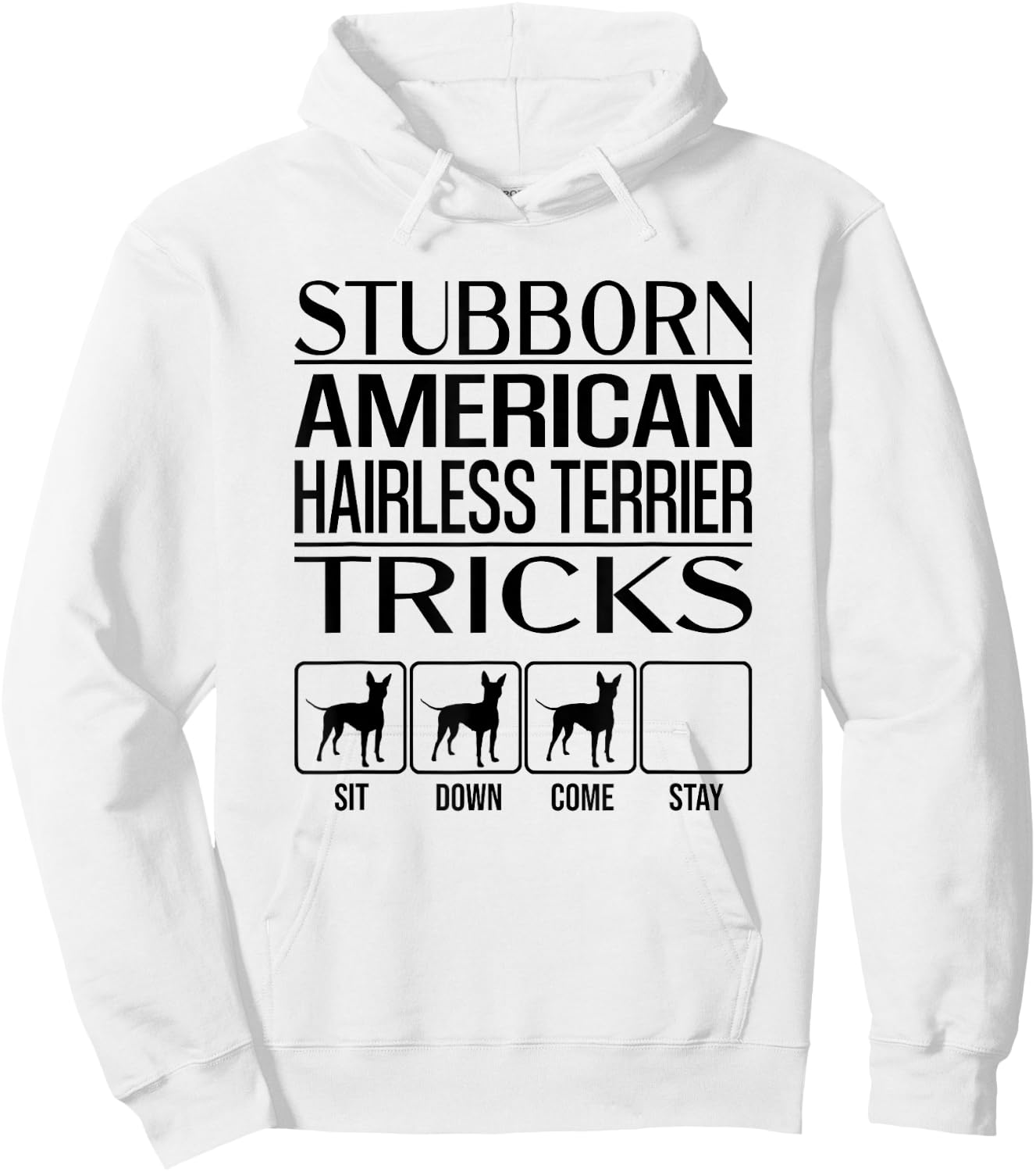 Stubborn Dog Tricks, Funny American Hairless Terrier Men Women Girls Kids Hoodie - Hoodie | White