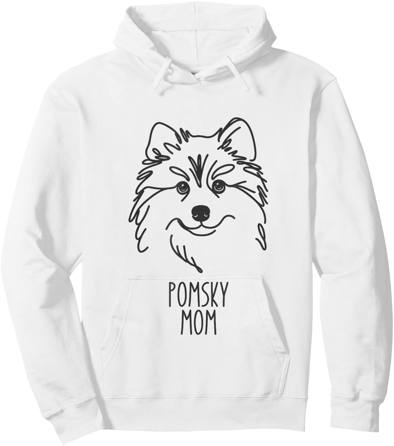Line Art Best Dog Mom Women - Pomsky Hoodie - Hoodie | White