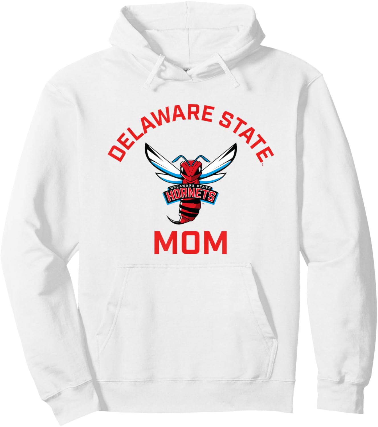 Delaware State University DSU Hornets Arched Mom Hoodie - Hoodie | White