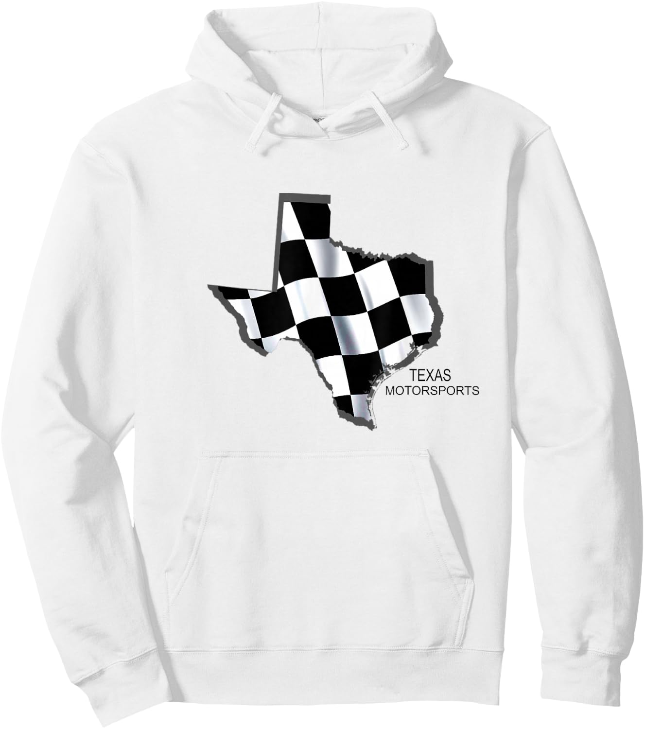 Texas Racing Speedway Checkered Race Flag Hoodie - Hoodie | White