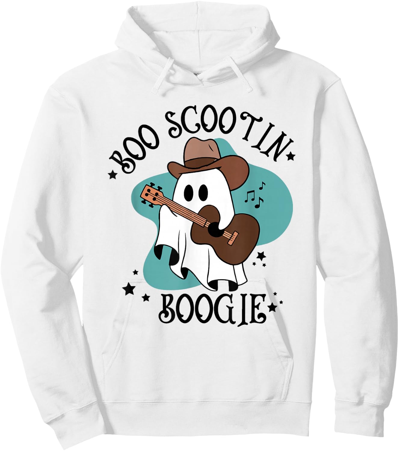 Retro Western Halloween Cowboy Cute Ghost Boo Scootin Boogie Hoodie - Hoodie | White