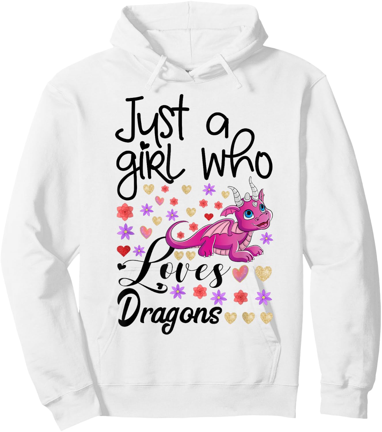 Just a Girl who Loves Dragons Fire Breathing Beast Wings Hoodie - Hoodie | White
