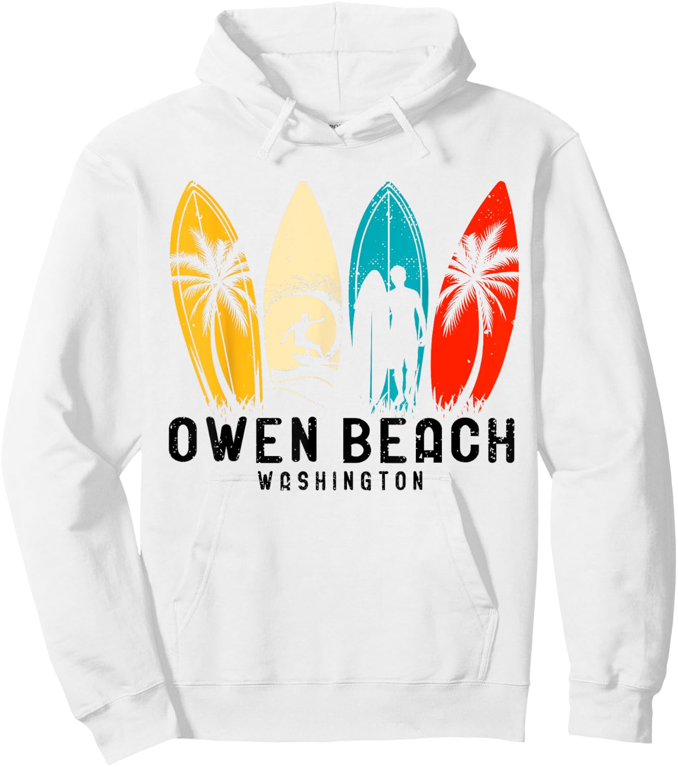 Vintage Washington Owen Beach Surfboarder Women Kids Hoodie - Hoodie | White