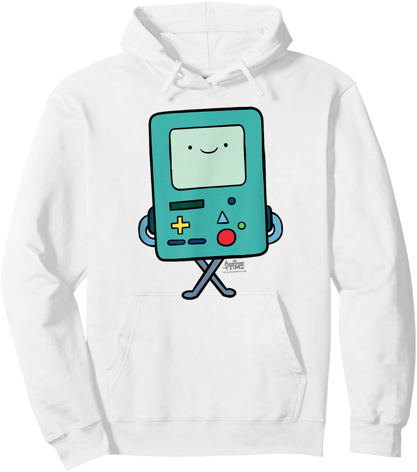 Cartoon Network Adventure Time BMO - Men's White Small Classic Fit Short Sleeve Cotton 60% Polyester 40% Modern Cartoon Hoodie - Hoodie | White