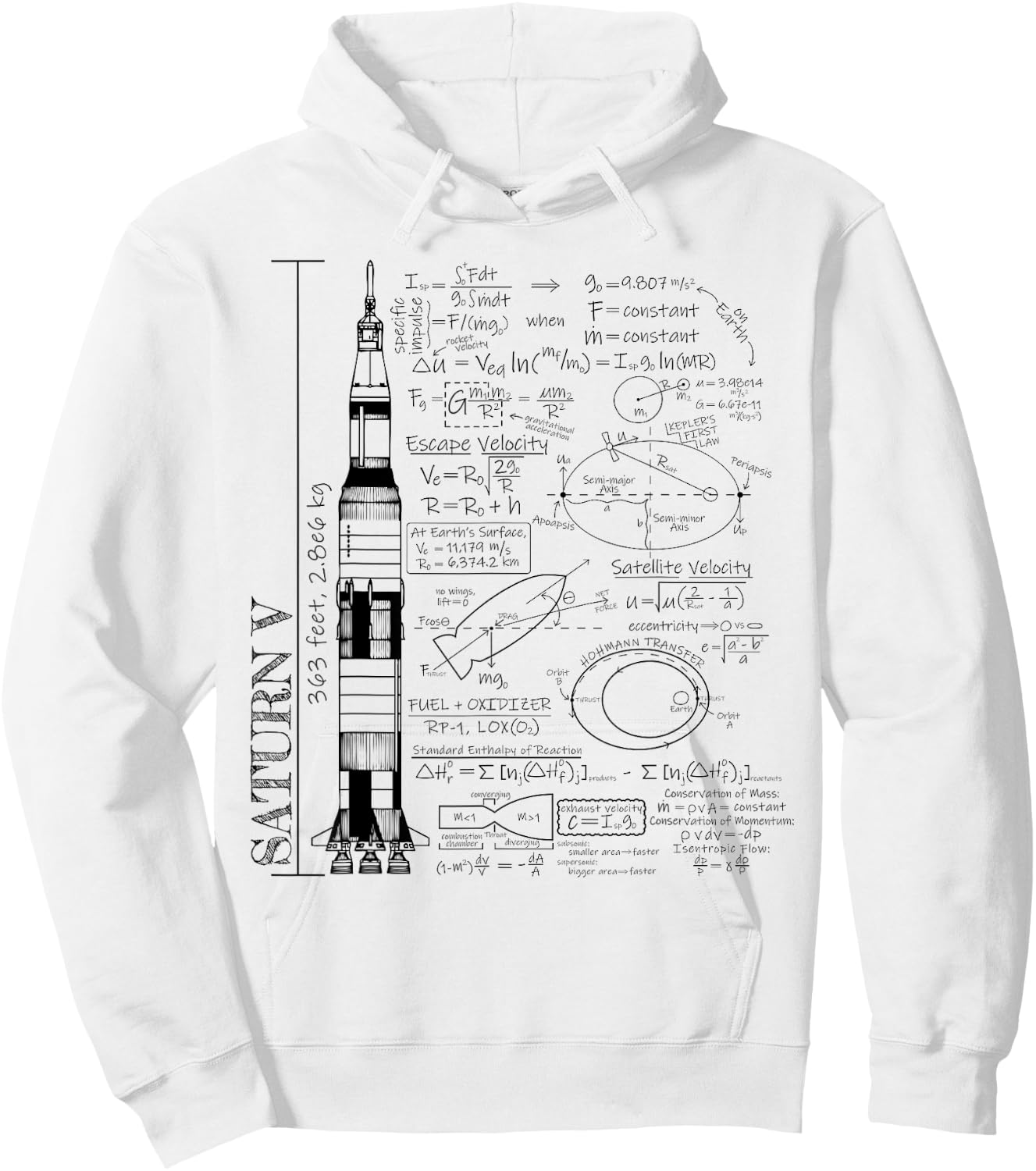 Saturn V Saturn 5 Rocket Science Equations Hoodie - Hoodie | White