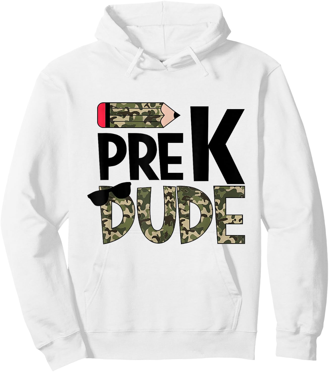 Back To School Pre-K Dude Camouflage Funny Teacher Kid Hoodie - Hoodie | White