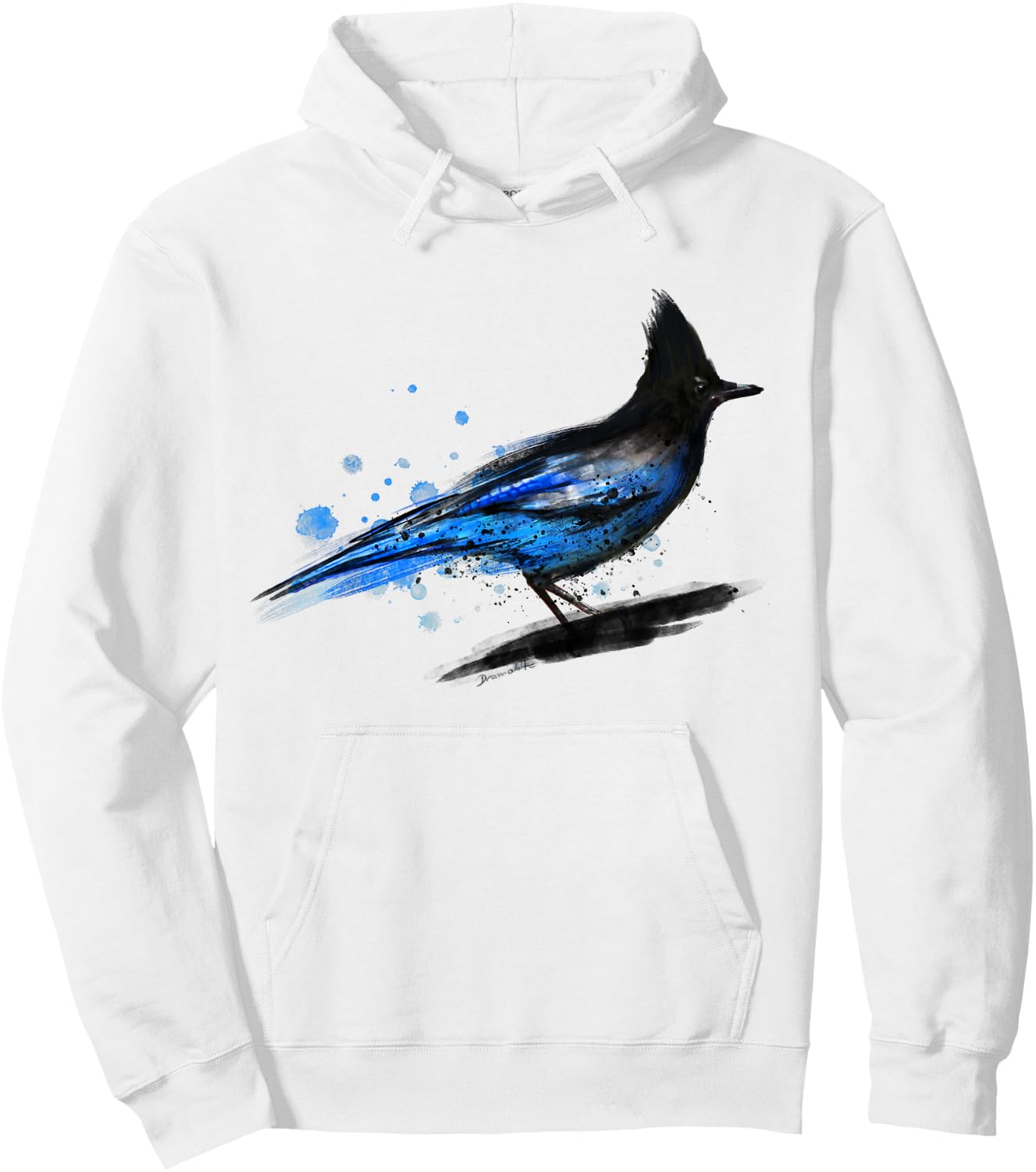Watercolor blue stellar jay bird artistic animal watercolour Hoodie - Hoodie | White