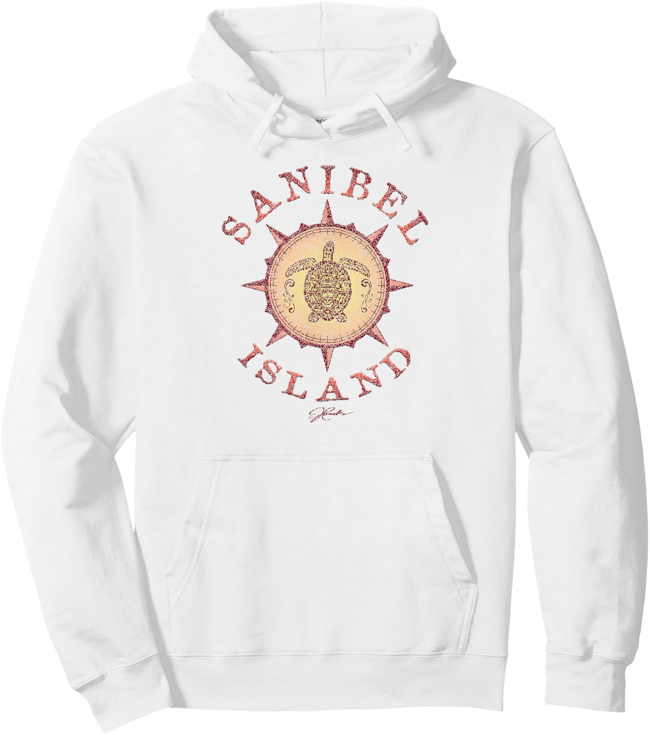 JCombs: Sanibel Island, FL, Sea Turtle on Windrose Hoodie - Hoodie | White