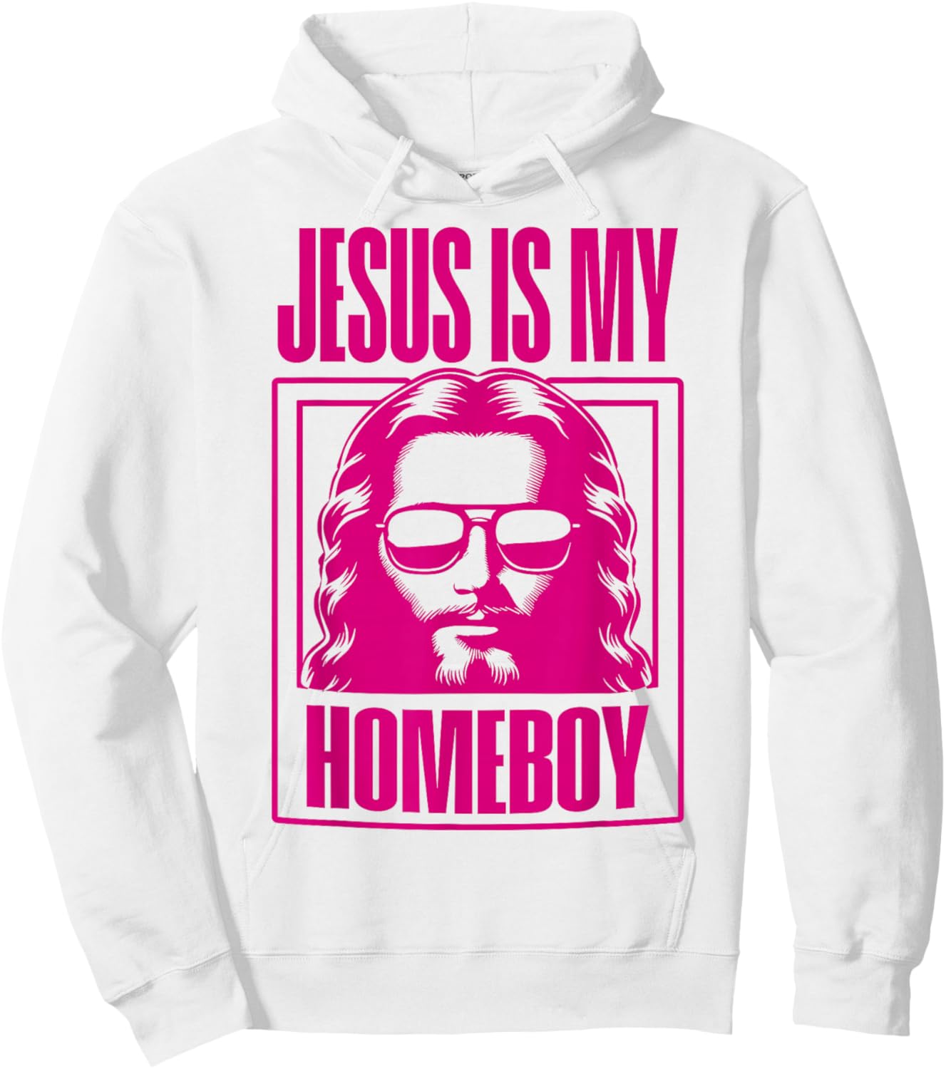 Cool Christian Faith Apparel Jesus Is My Homeboy -Adult Christian Theme Blue Small Modern Printed Round Neck Short Sleeve Hoodie - Hoodie | White