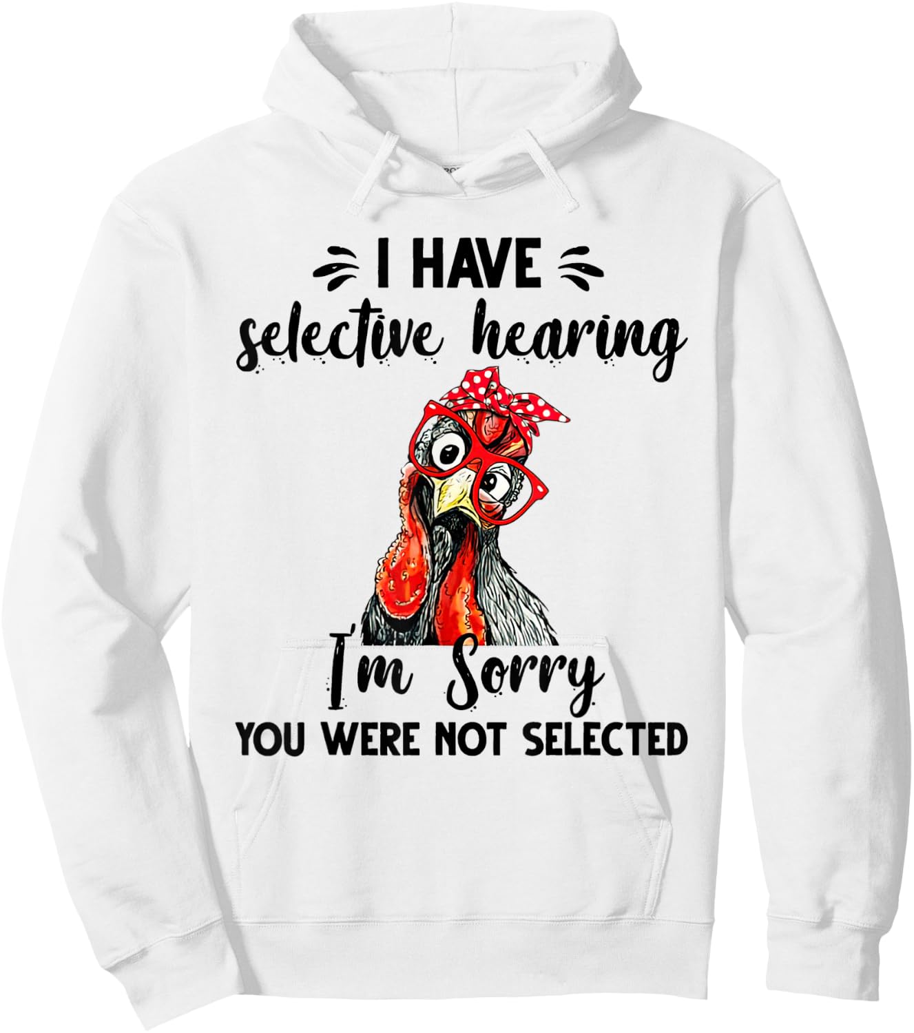 cute Women Chicken With Bandana Headband and Glasses Hoodie - Hoodie | White
