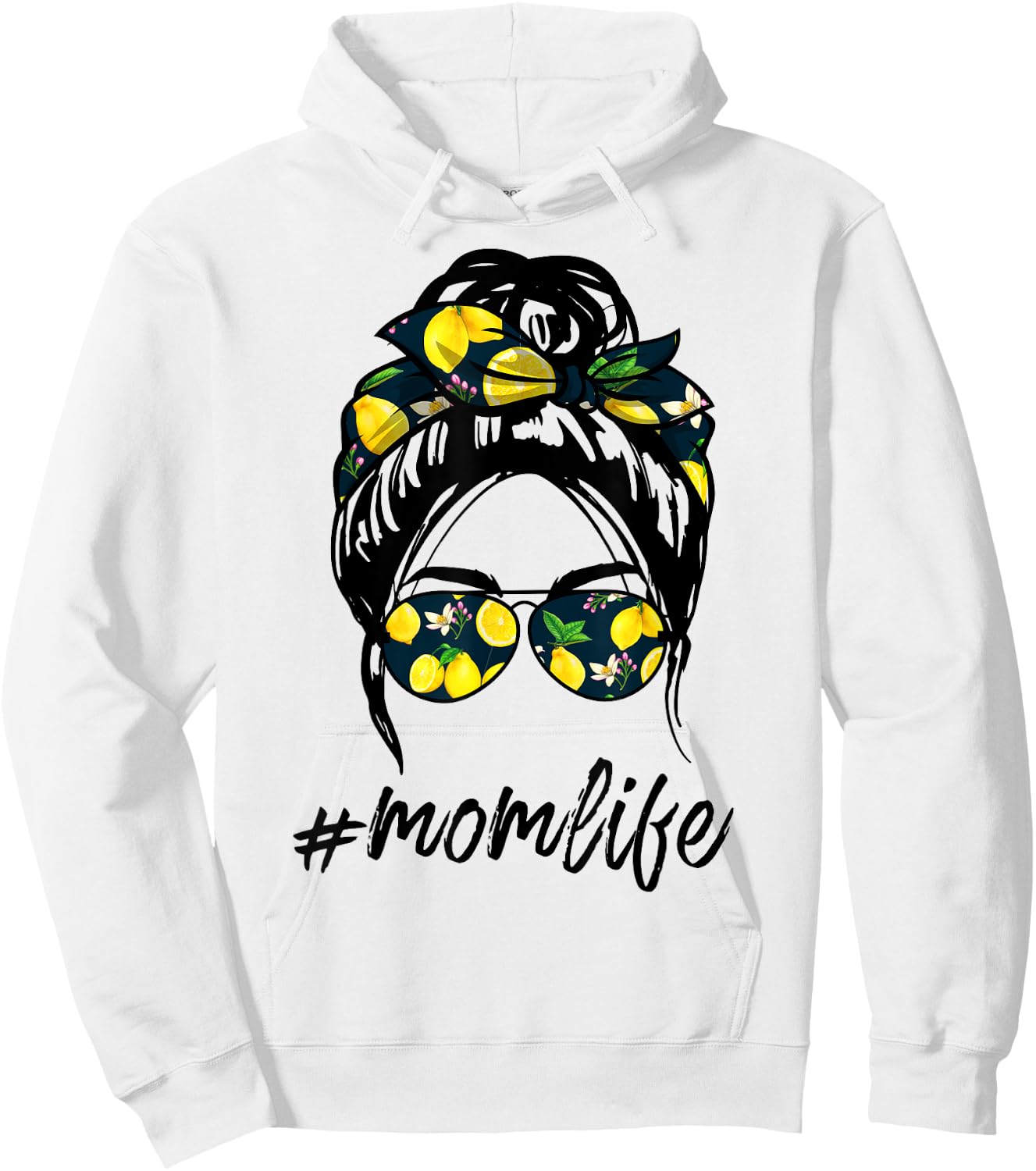 Mom Life shirts yellow lemon Sunglasses & Bandana Hoodie - Hoodie | White