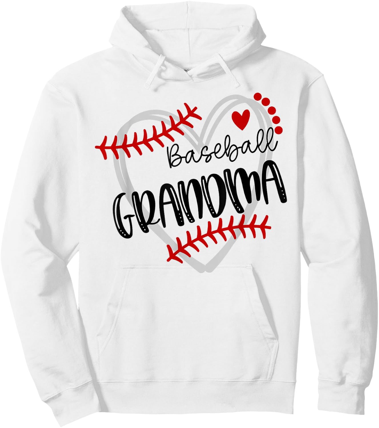 Personalized Baseball Heart Cute Grandma Women Baseball Hoodie - Hoodie | White