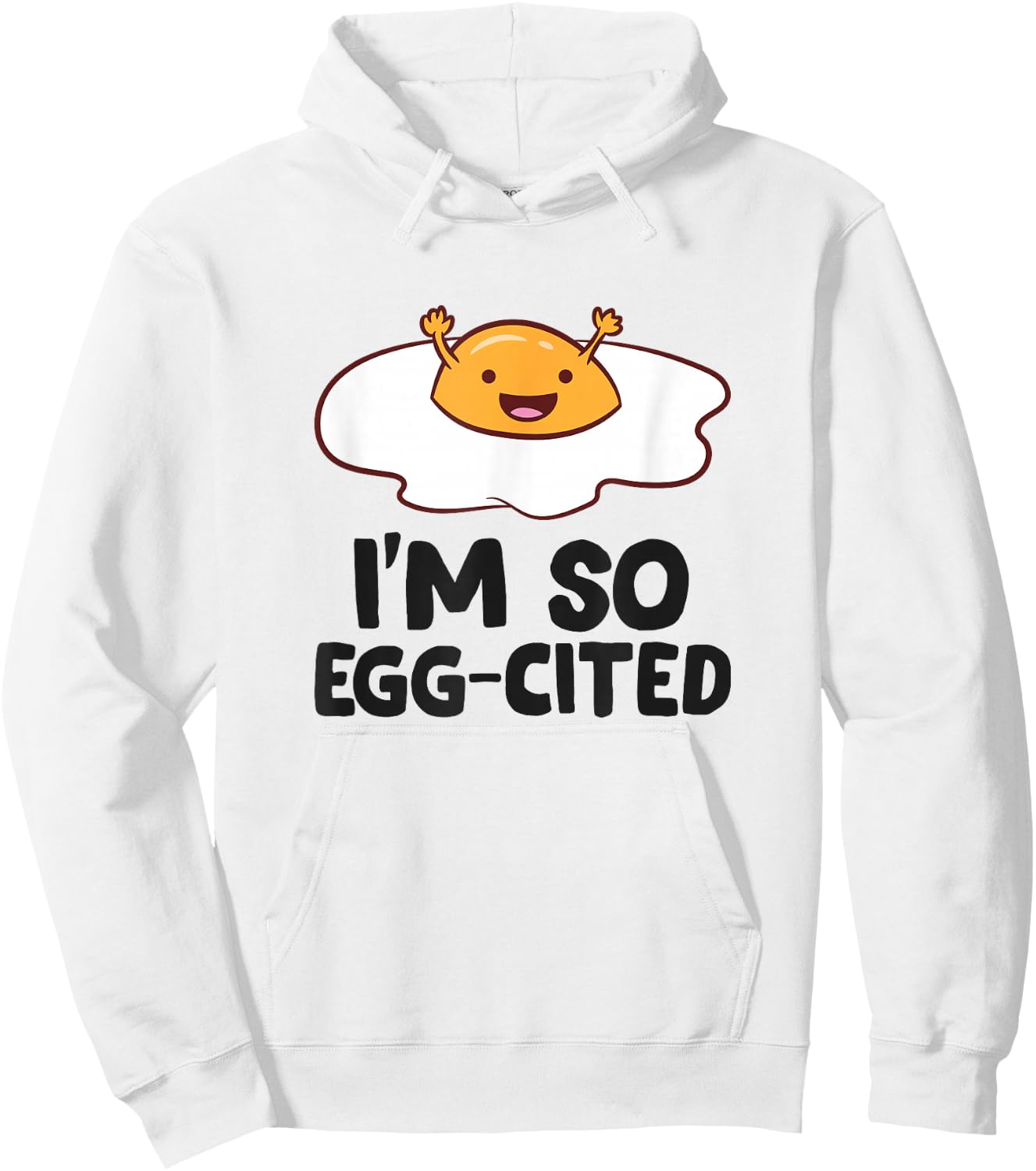 Funny Eggs I'm So Egg-Cited Funny Egg Puns Kids Hoodie - Hoodie | White