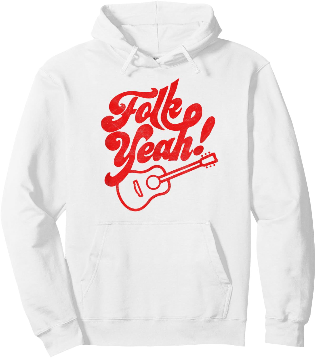 Folk Yeah! Funny Guitar & Typography Vintage Music Hoodie - Hoodie | White