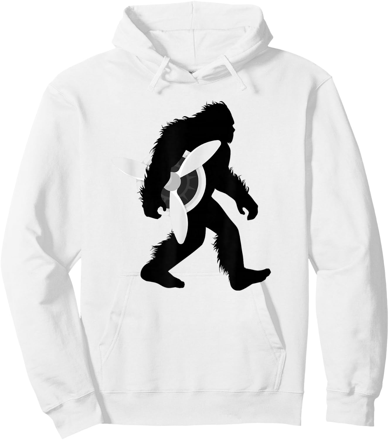 Bigfoot Carrying Airplane Propeller Sasquatch Pilot Hoodie - Hoodie | White