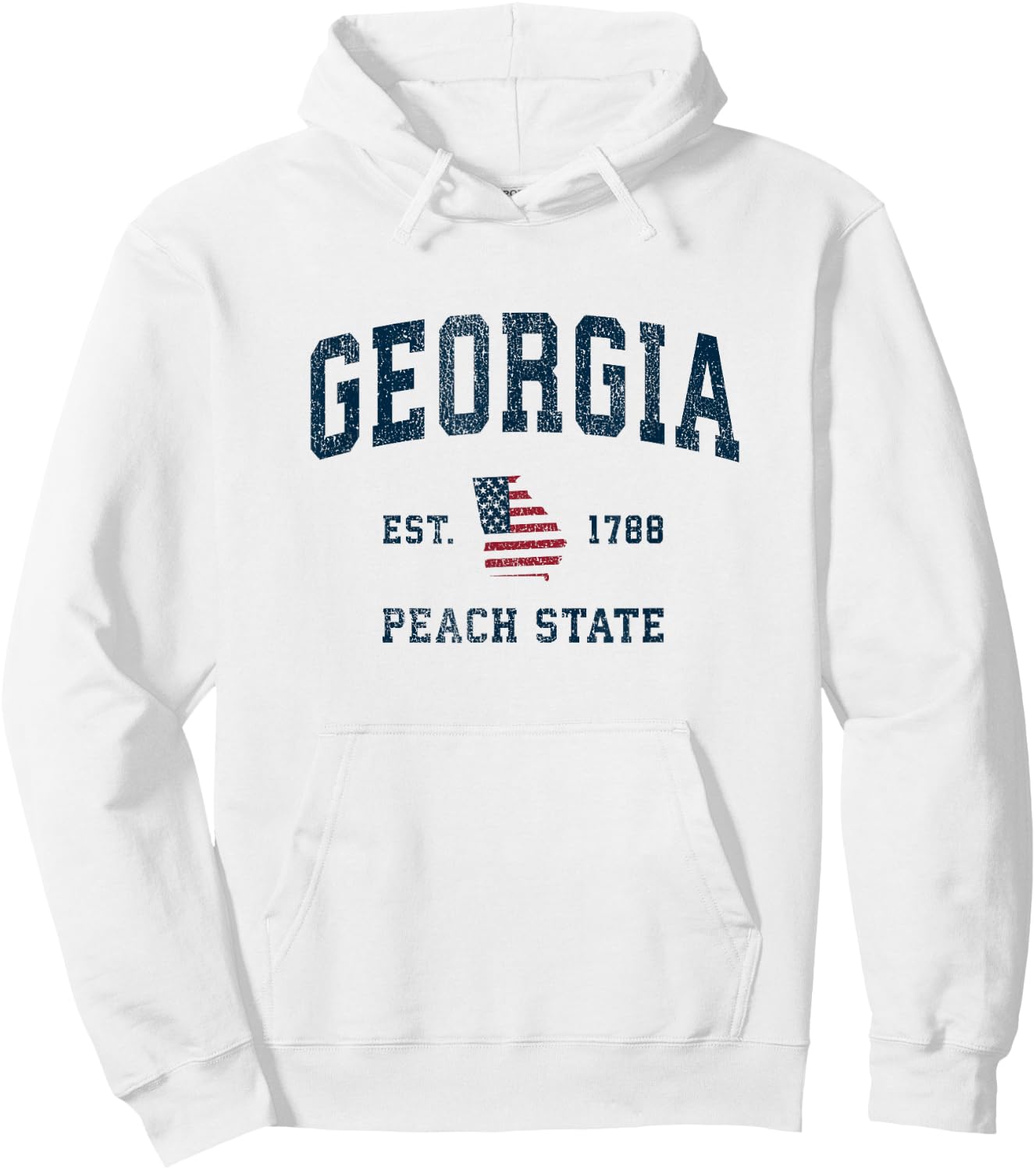 Georgia Vintage American Flag USA Sports Design Hoodie - Hoodie | White