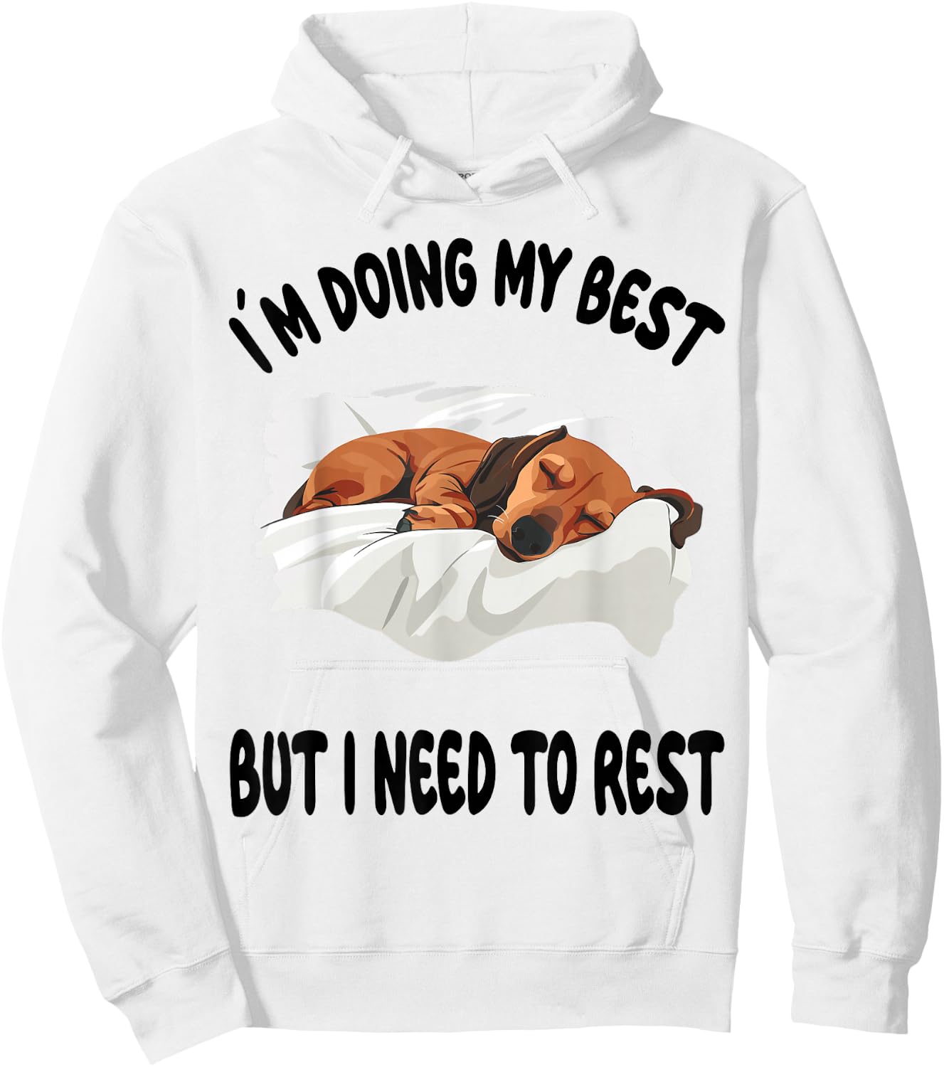 Dachshund Doxie Dog Pajamas Nightgown Sleeping Napping Hoodie - Hoodie | White