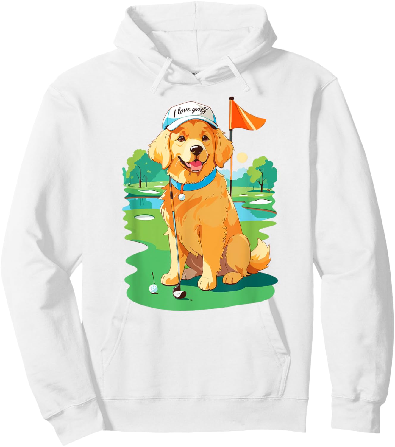 Golf Player Lover Golden Retriever Hoodie - Hoodie | White
