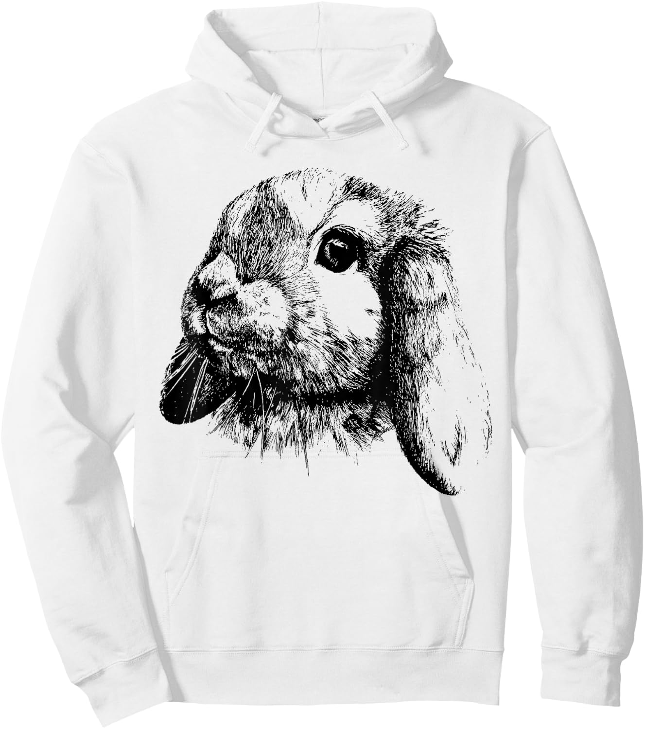 Rabbit Bunny Realistic Drawing , Graphic Lop Eared Bunny Hoodie - Hoodie | White