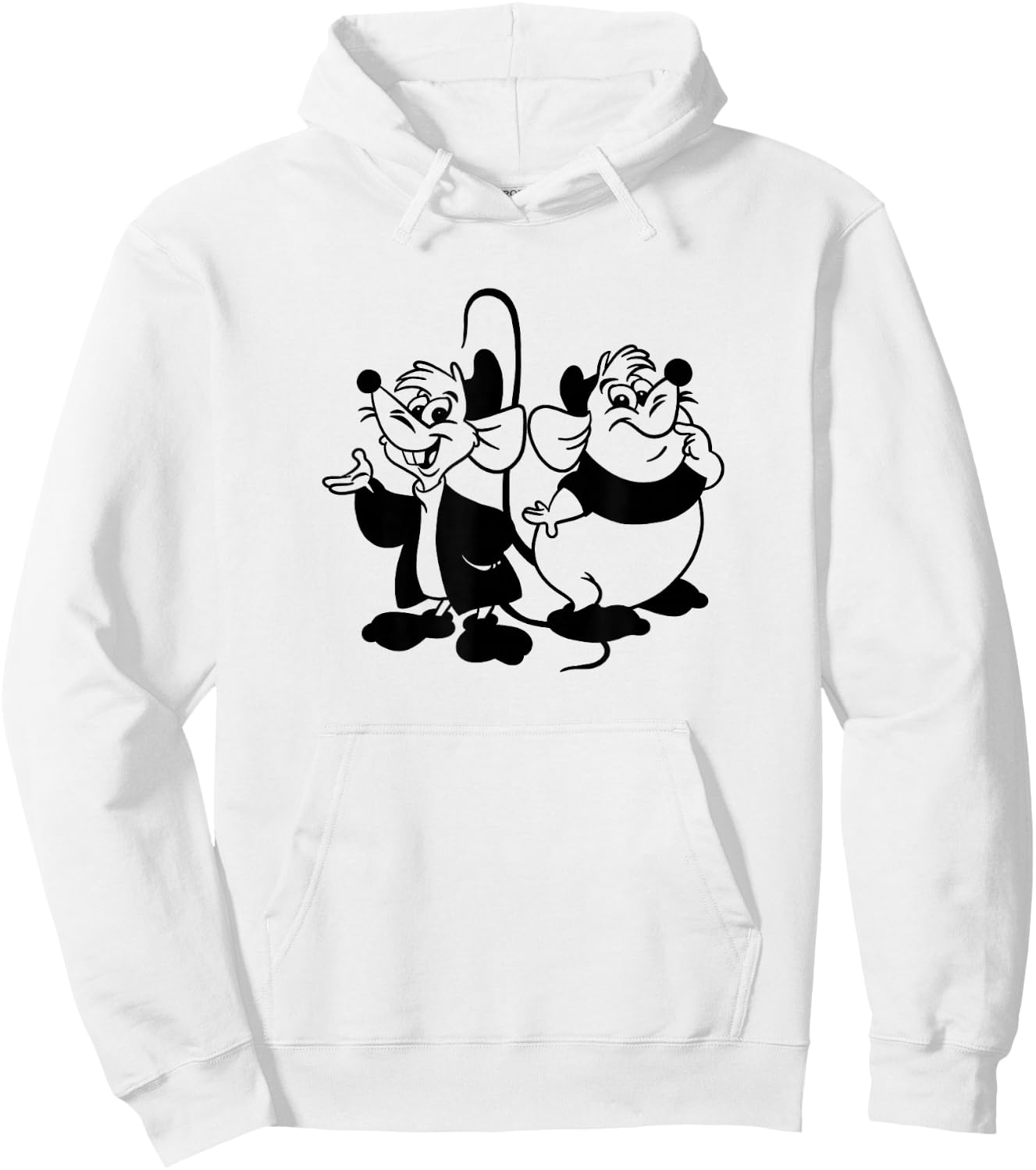 Disney Cinderella Jaq & Gus Simple Black Outline Hoodie - Hoodie | White