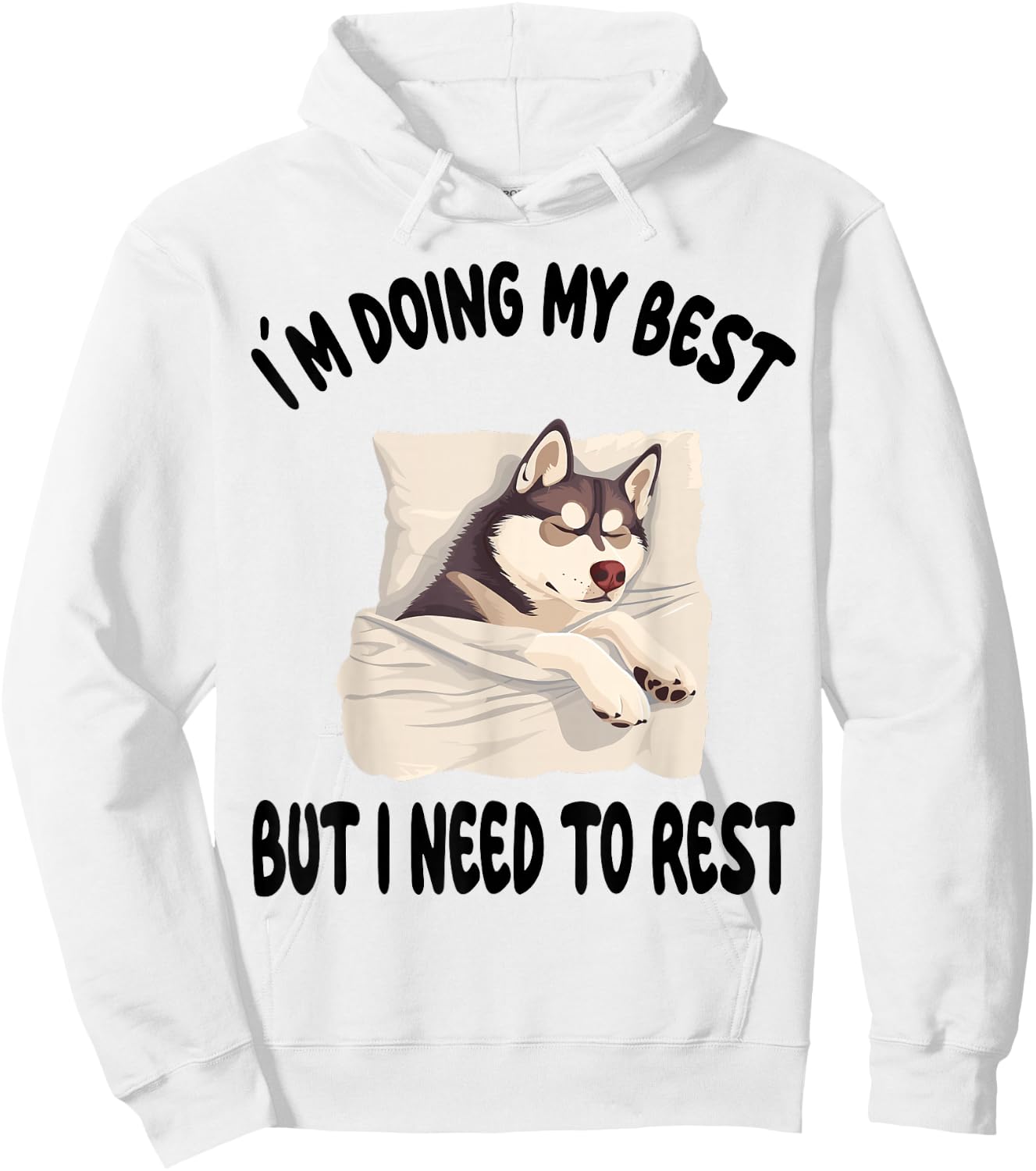 Siberian Husky Dog Pajamas Nightgown Sleeping Napping Men Women Girls Kids Hoodie - Hoodie | White