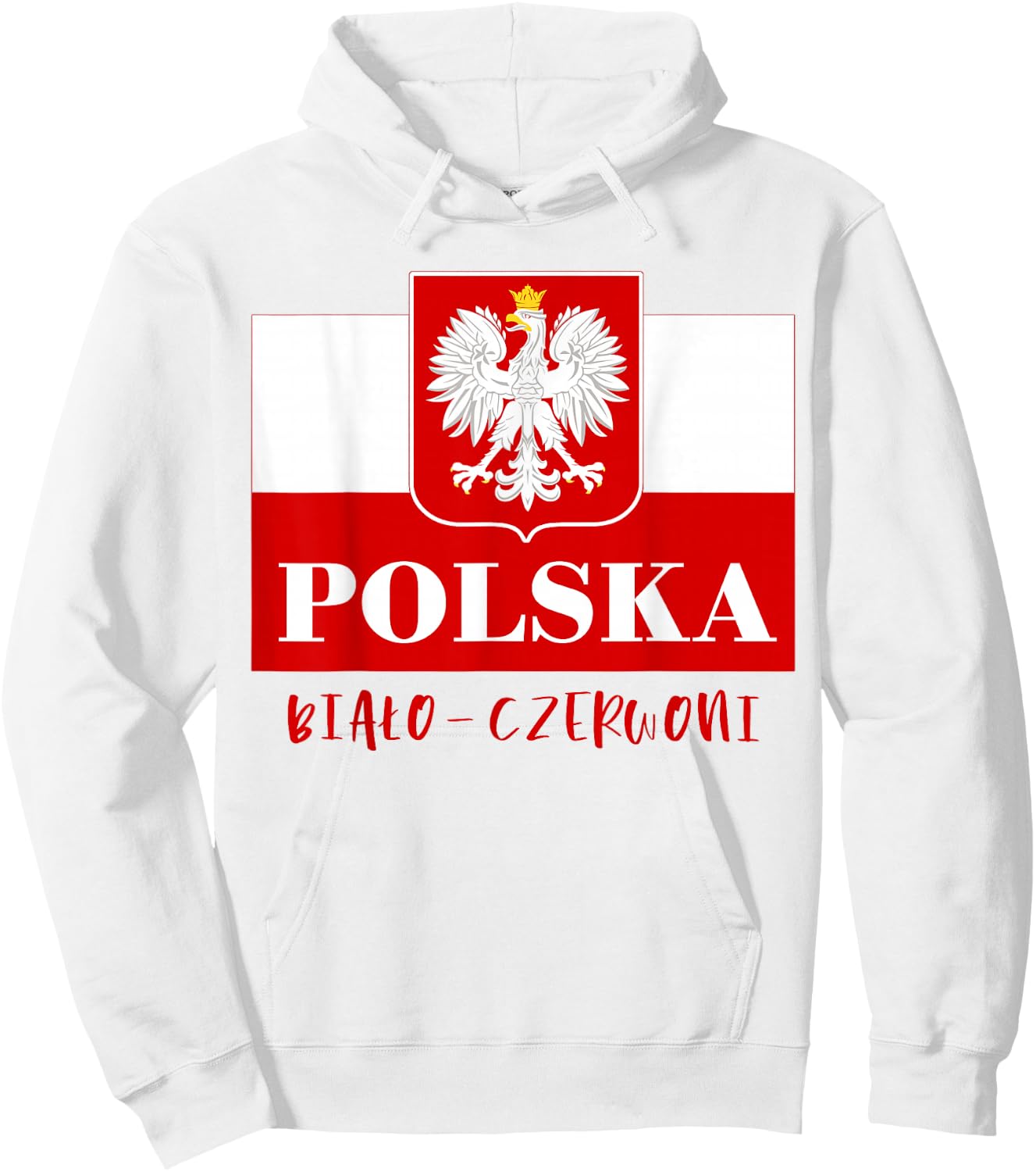 Polska Bialo-Czerwoni, Polish Flag Polish Emblem White Eagle Hoodie - Hoodie | White