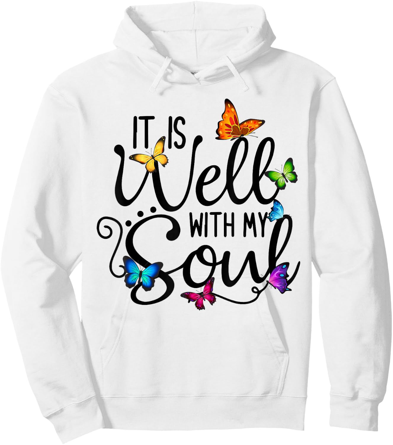 It Is Well With My Soul Christian Hymn - Butterfly Art Hoodie - Hoodie | White
