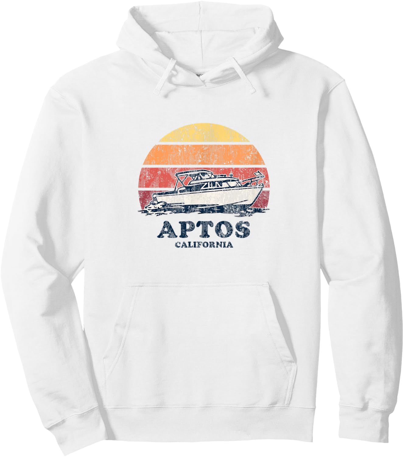 Aptos CA Vintage Boating 70s Retro Boat Design Hoodie - Hoodie | White