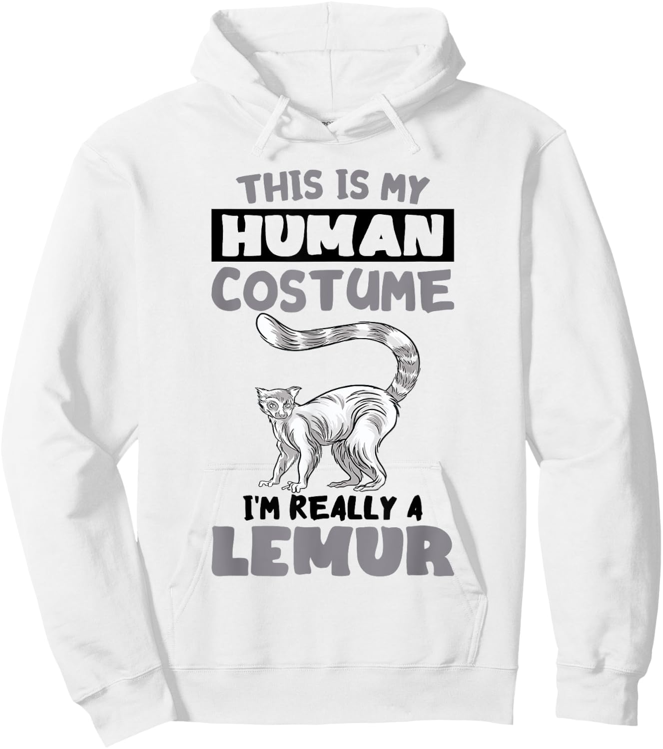 Human Costume Madagascar Animal Cute Lemur Monkey Lemur Hoodie - Hoodie | White