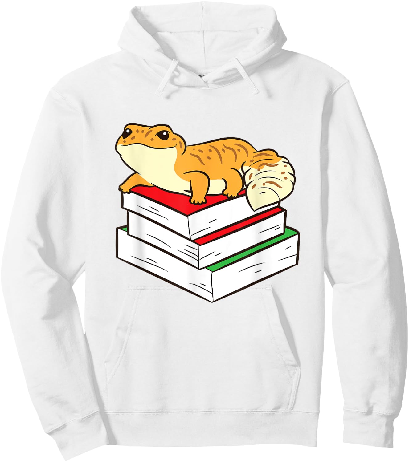 Leopard Gecko Sleeping On Books Reading And Geckos Hoodie - Hoodie | White