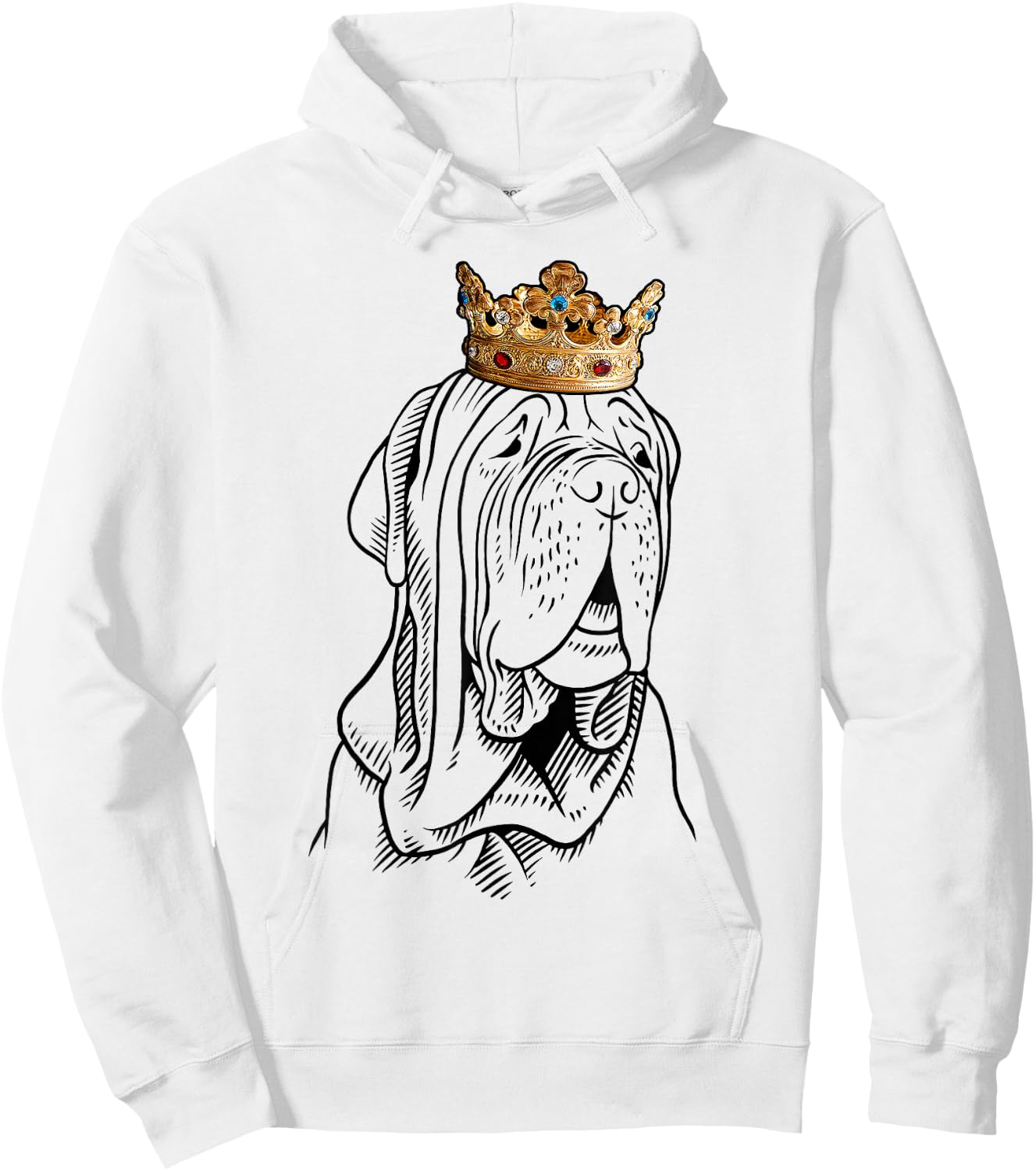 Neapolitan mastiff dog wears a crown Hoodie - Hoodie | White