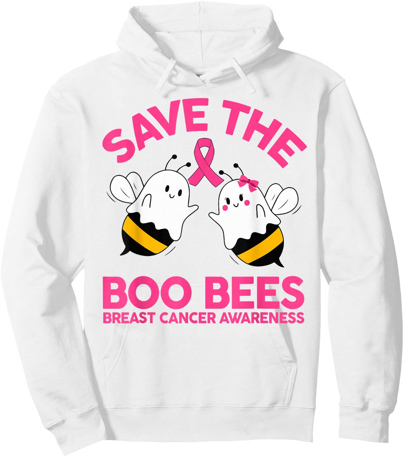 Save The Boobees Boo Bees Breast Cancer Halloween Women Hoodie - Hoodie | White
